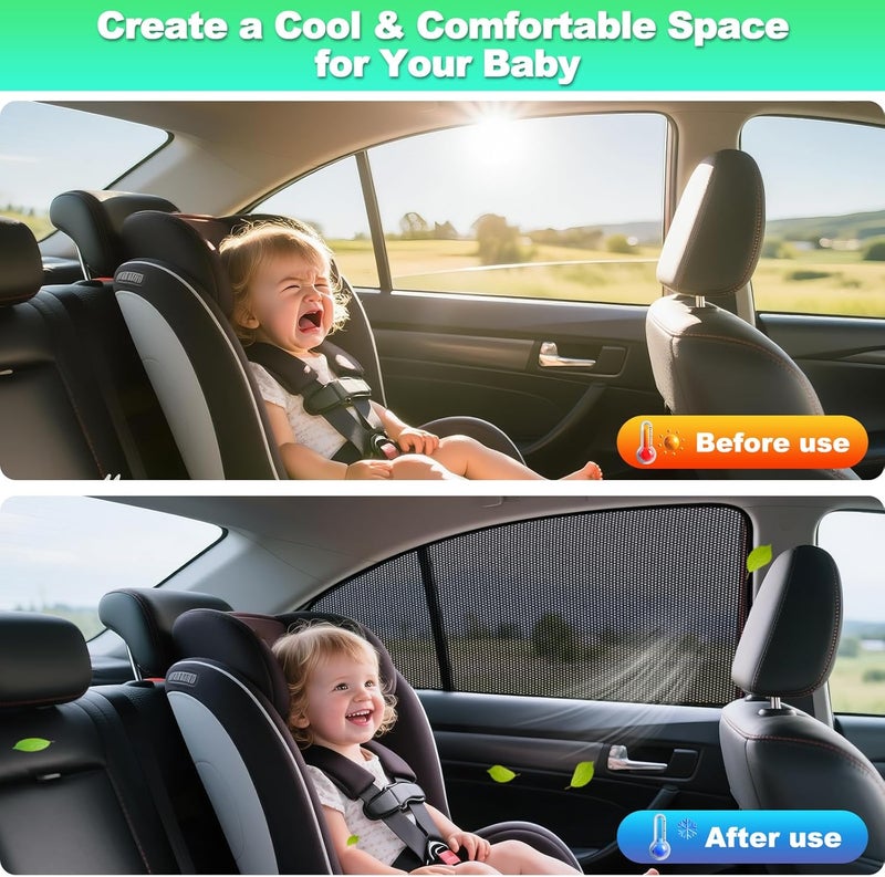 KOCZIL Car Window Shades for 2019-2024 Corolla Sedan (Not Fit Touring/Hatchback/Cross) - Rear Side Sun Shade for Baby, Breathable Mesh Car Privacy Covers, UV Protection & Heat Insulation (2PCS) - Image 4